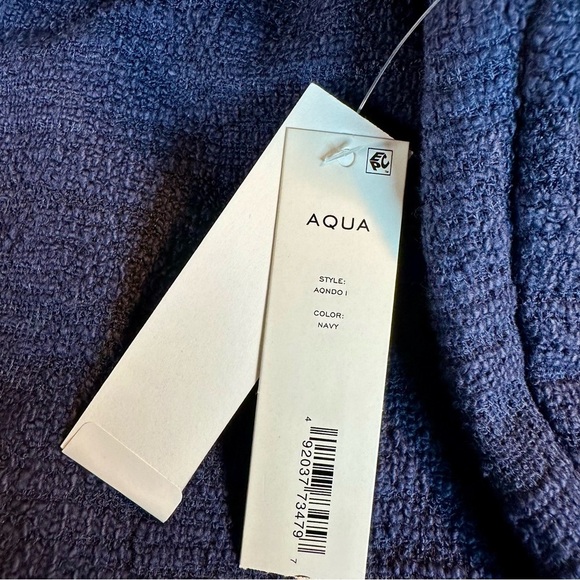 NWT Aqua ‘Boucle Tiered Ruffle Long Sleeve Mini Dress’ in Navy Blue Size XS - Picture 7 of 11